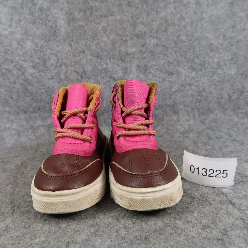 Oomphies Shoes Toddler 9C Sneaker Boots Casual Kids Pink Brown Lace Up Girls